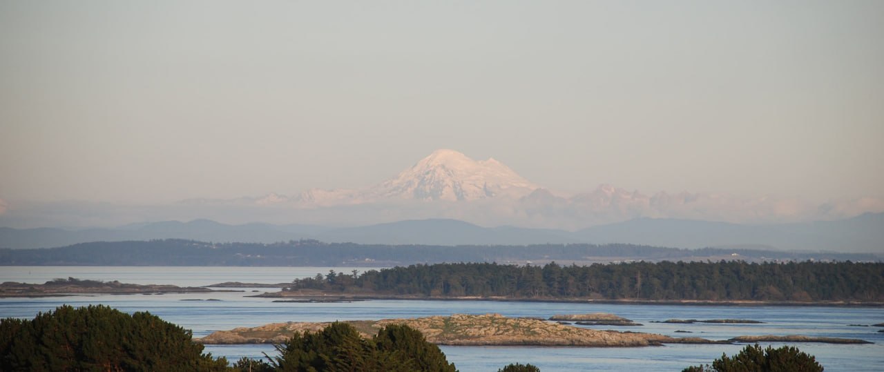 Island channels with Mount Baker beyond